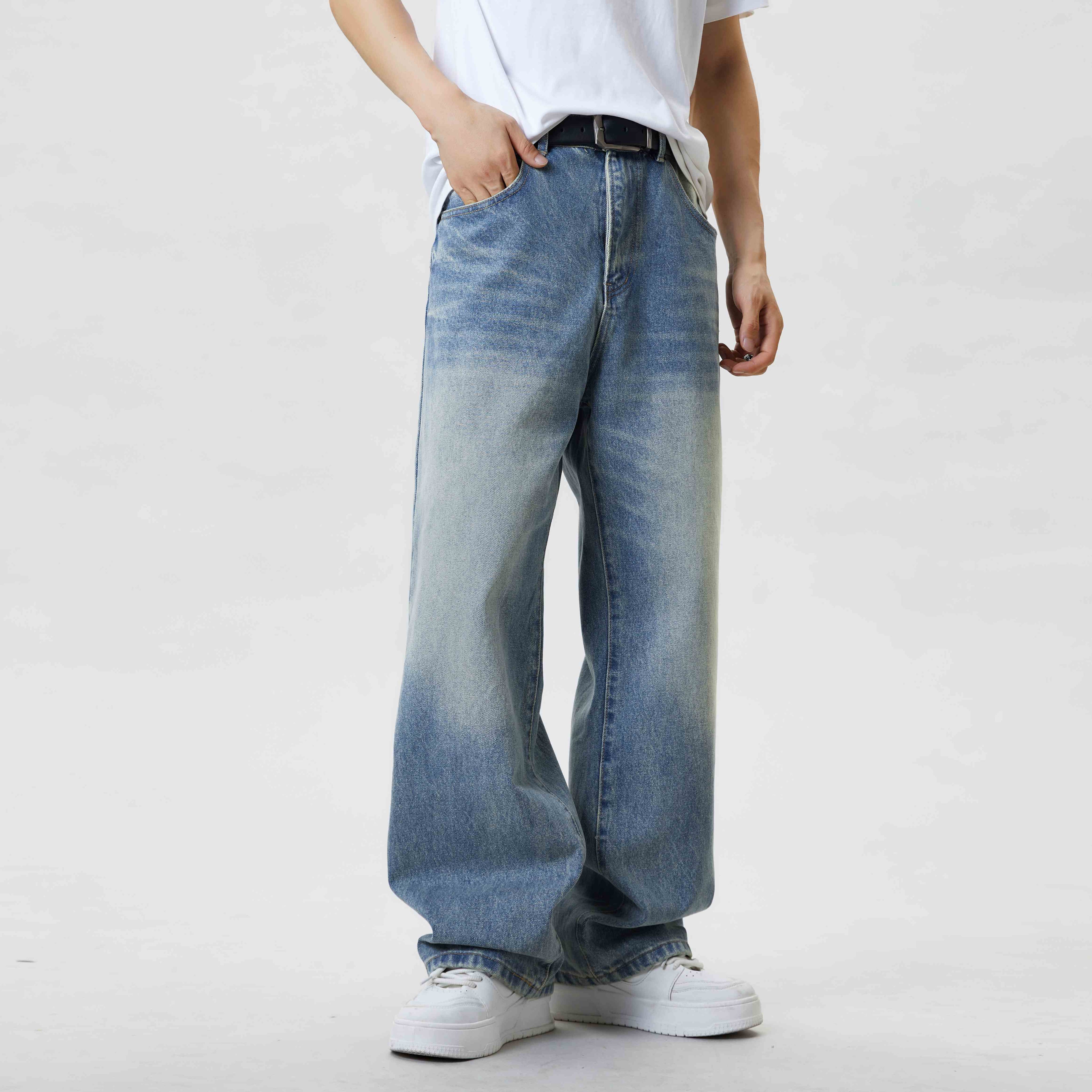 Men's Baggy Jeans – Vintage Wash, Relaxed Fit for Effortless Style