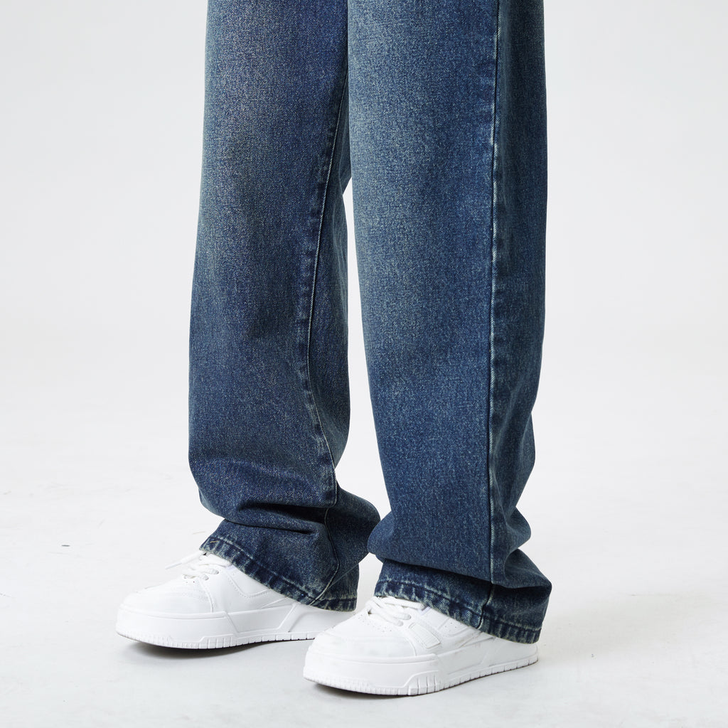 Vintage Blue Baggy Jeans for Men – Relaxed Straight Casual Fit Street Style Denim