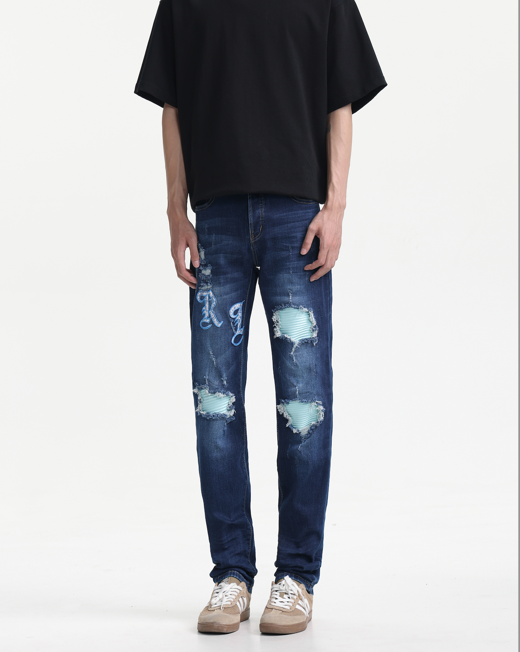 Patches Streetwear Slim Fit Jeans