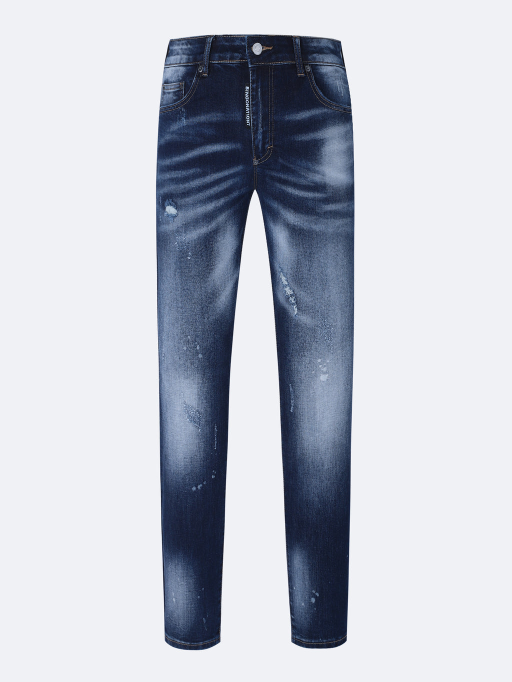 Slim Fit Stretchable Men’s Jeans with Bleach Dot Accents