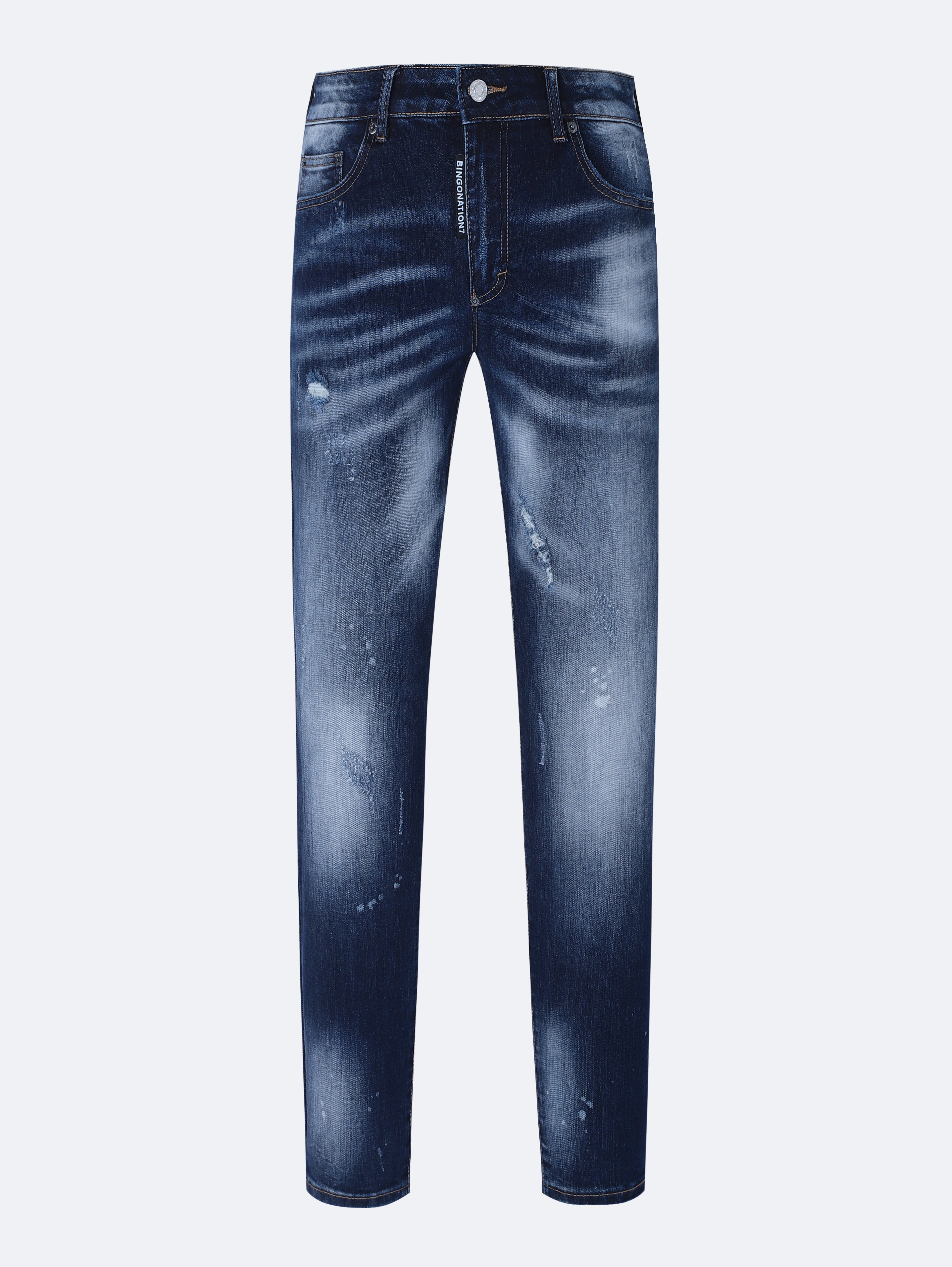 Slim Fit Stretchable Men’s Jeans with Bleach Dot Accents