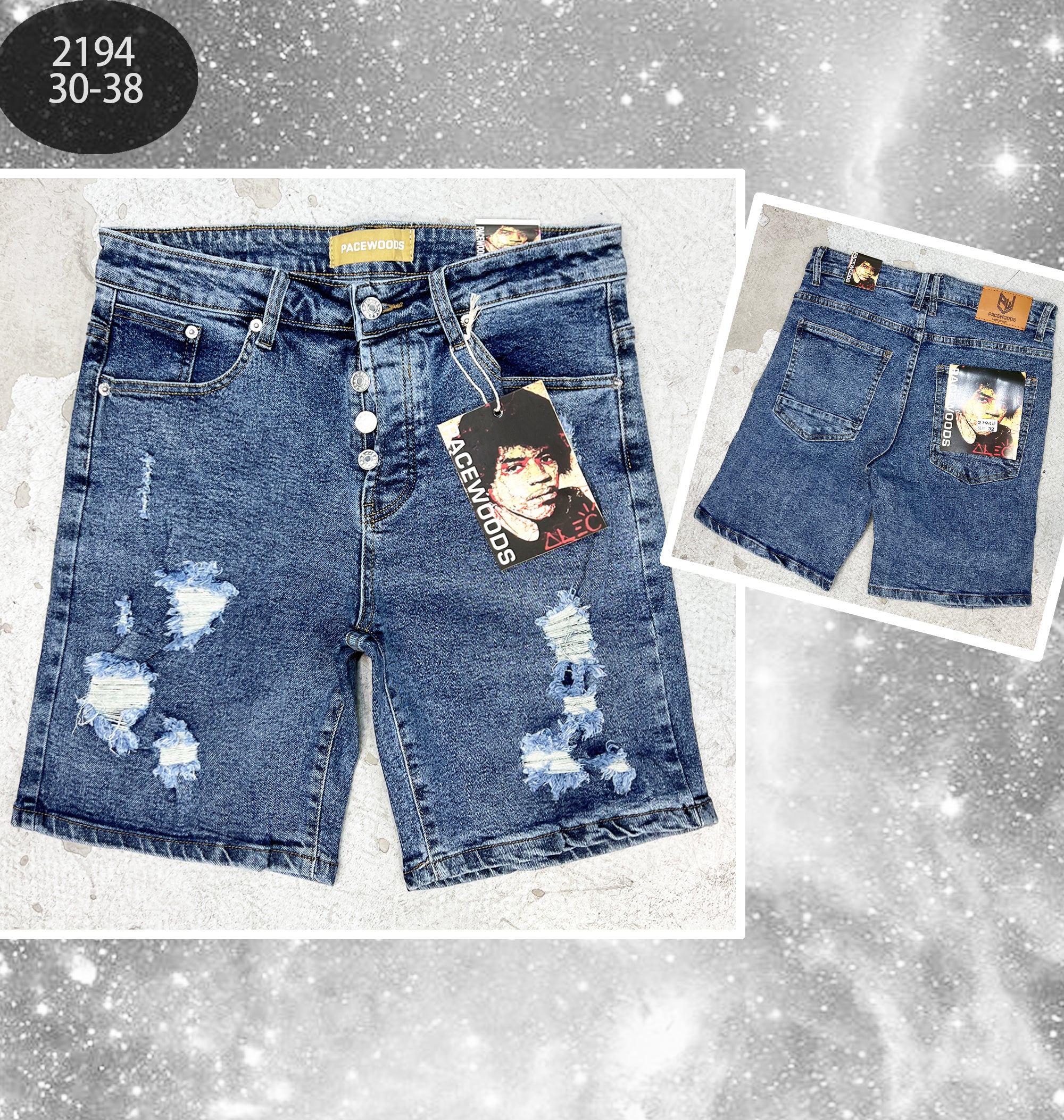Casual Blue Ripped Detail Shorts