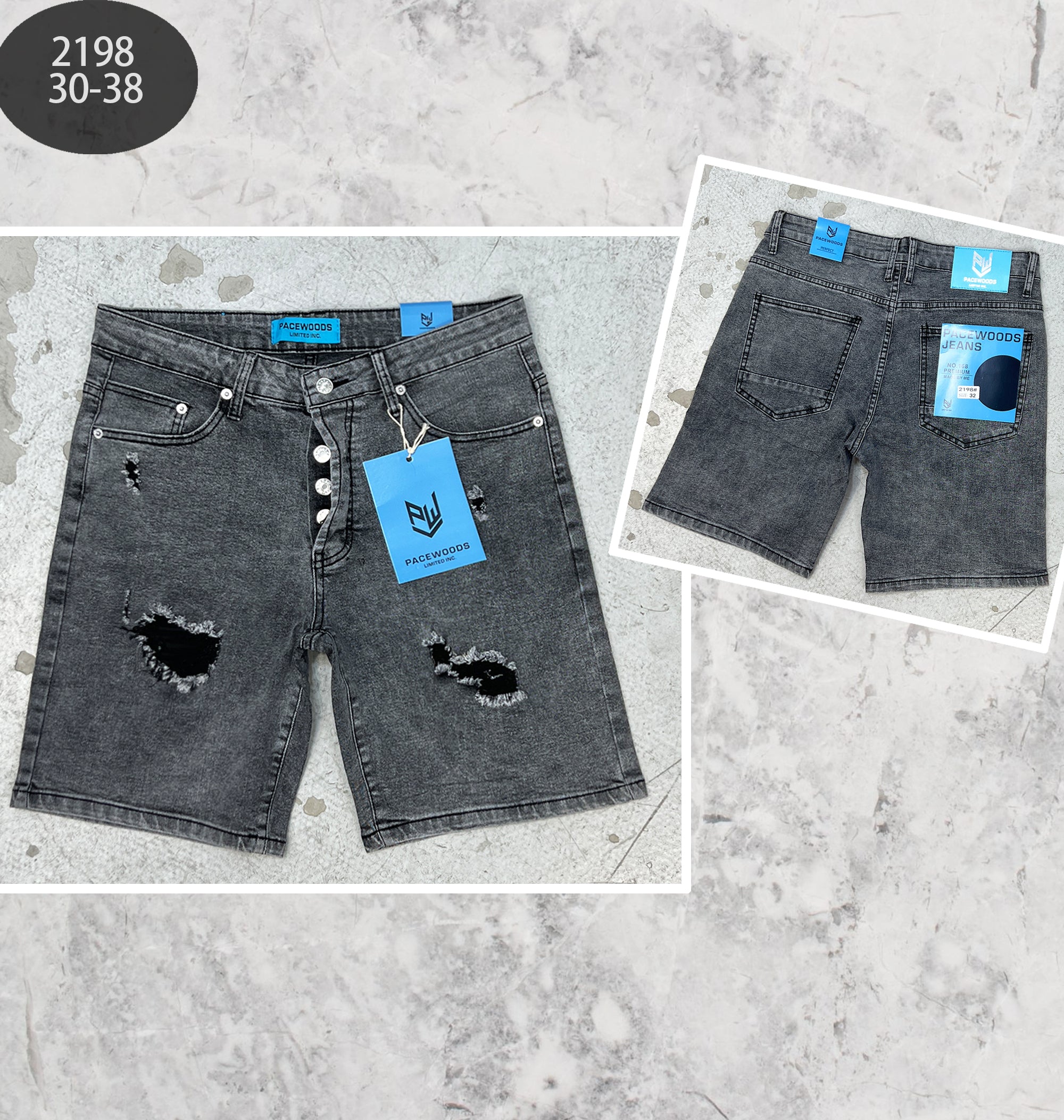 Ripped Stretch Short Jeans – Stylish, Comfortable & Durable| Size 30-38