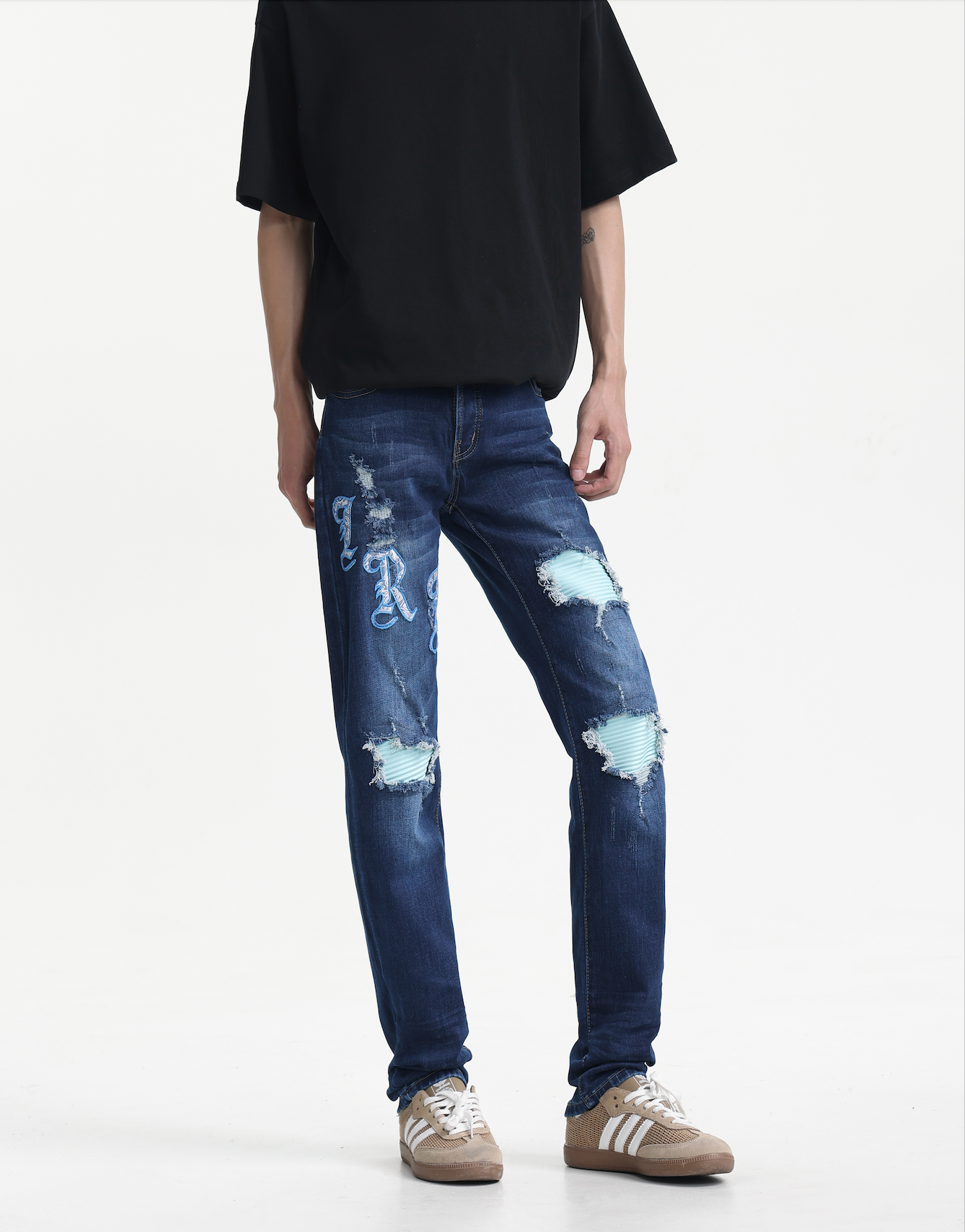 Patches Streetwear Slim Fit Jeans