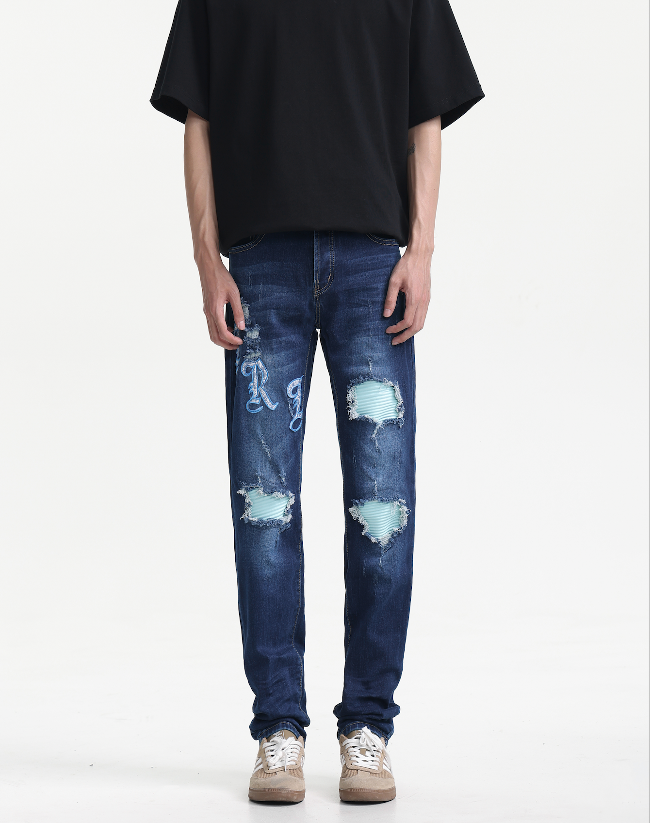 Patches Streetwear Slim Fit Jeans