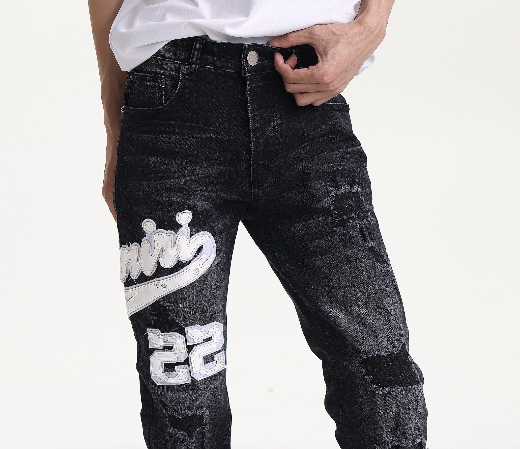 Patches Streetwear Slim Fit Jeans