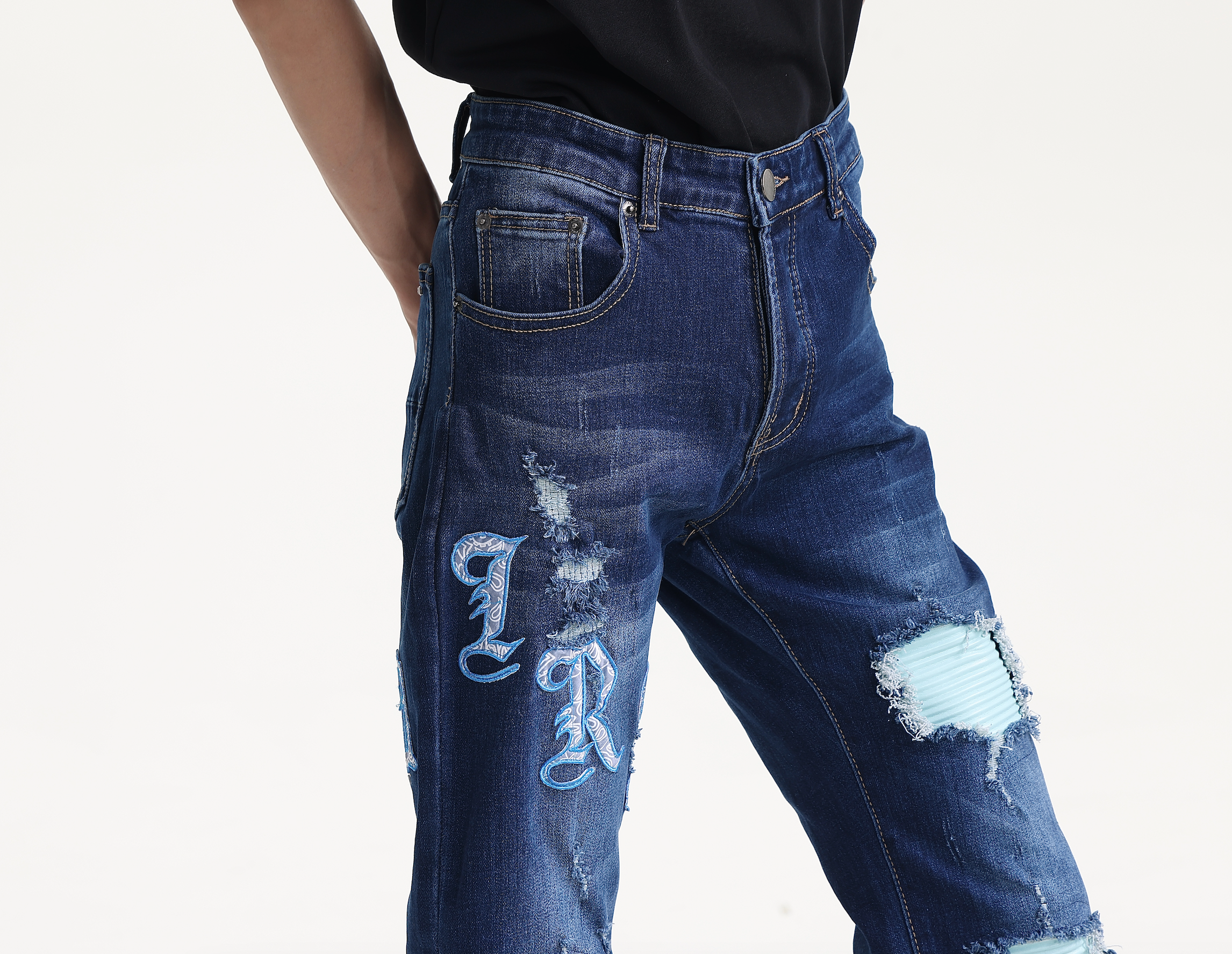 Patches Streetwear Slim Fit Jeans
