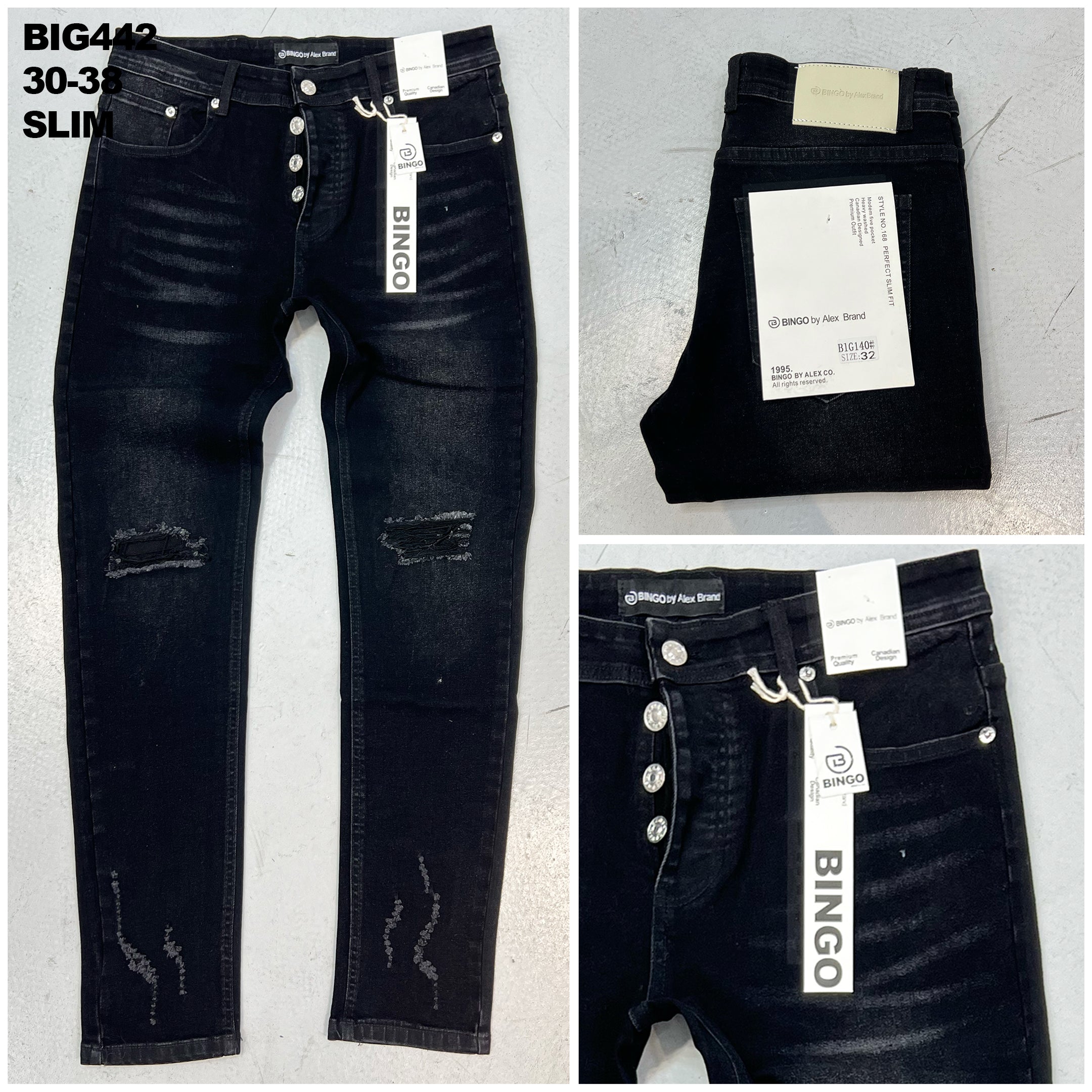 Black Destroyed Denim Pants for Men