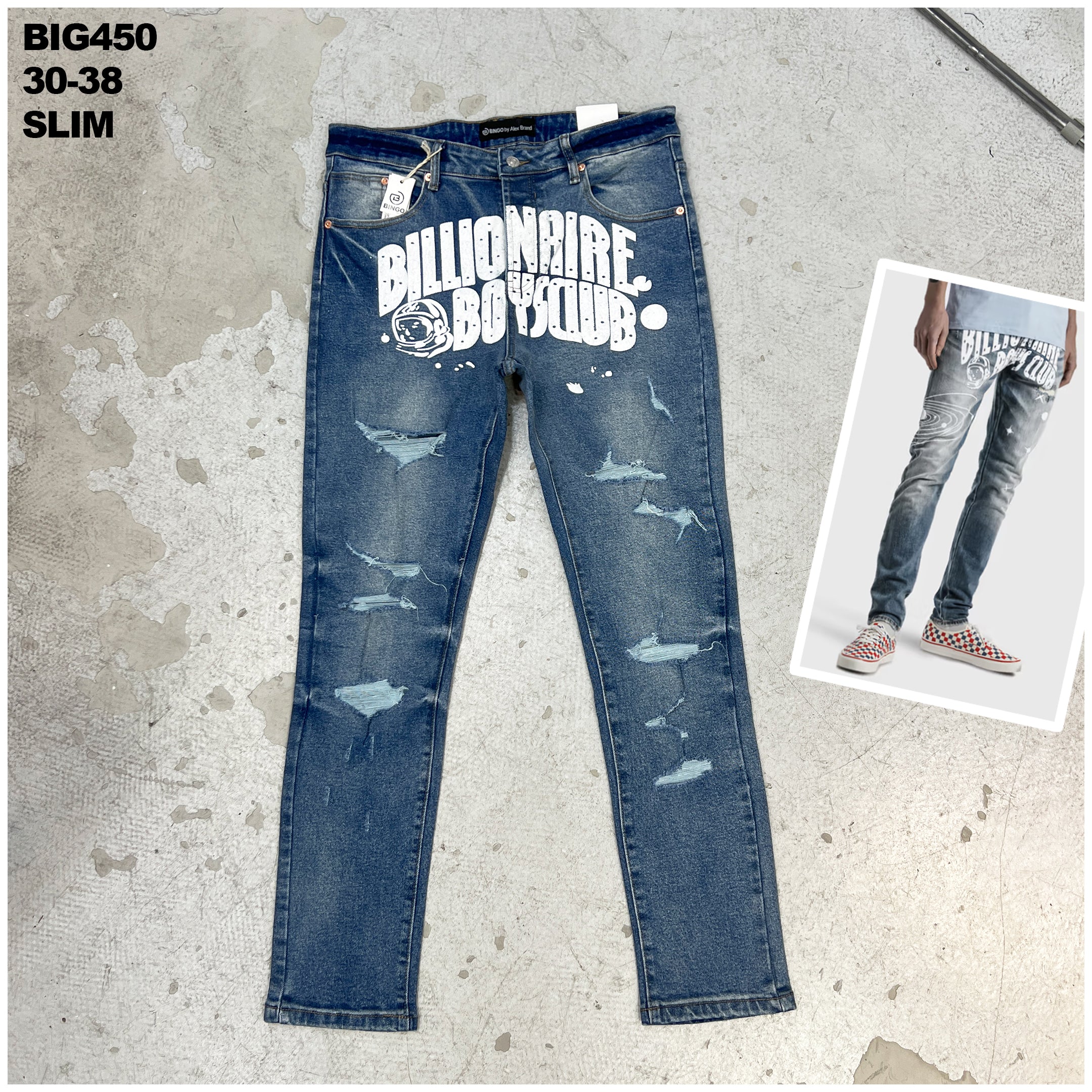 Teens’ Fashionable Slim Fit Jeans with Urban Prints