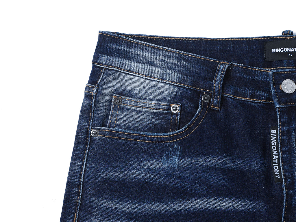 Slim Fit Stretchable Men’s Jeans with Bleach Dot Accents