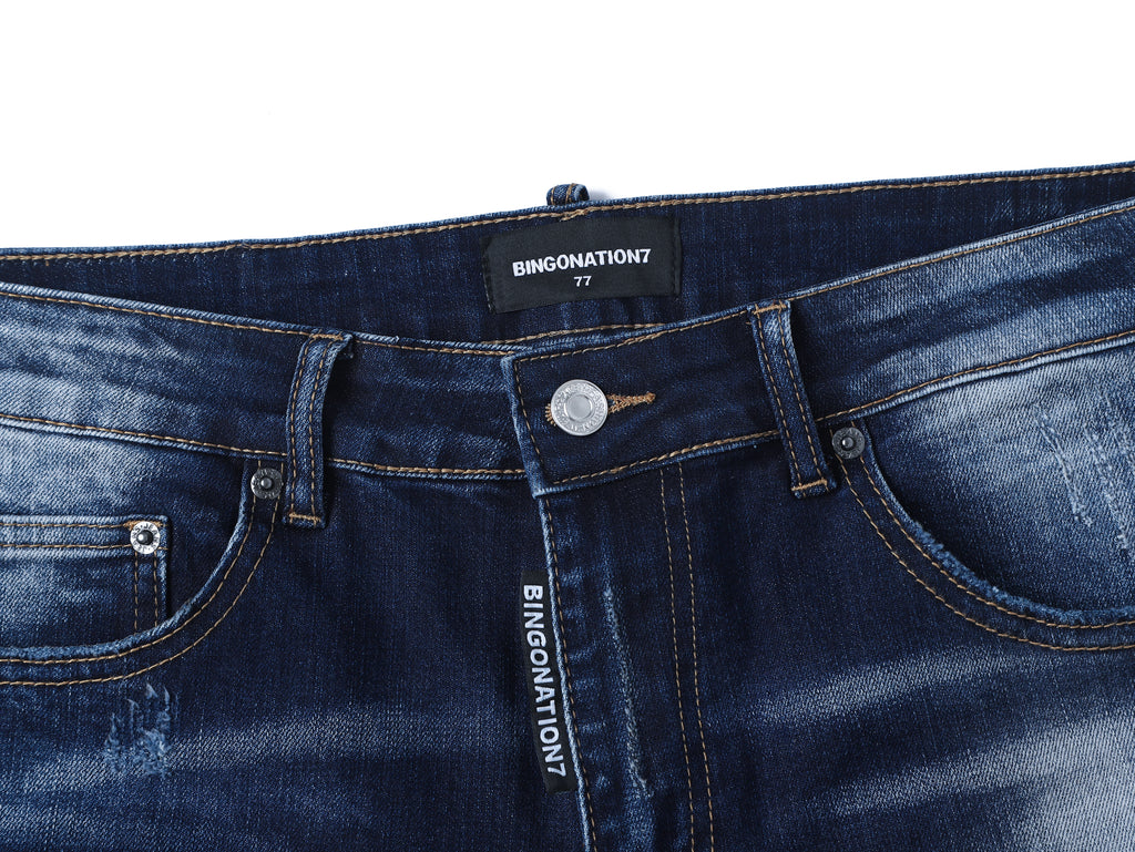 Slim Fit Stretchable Men’s Jeans with Bleach Dot Accents