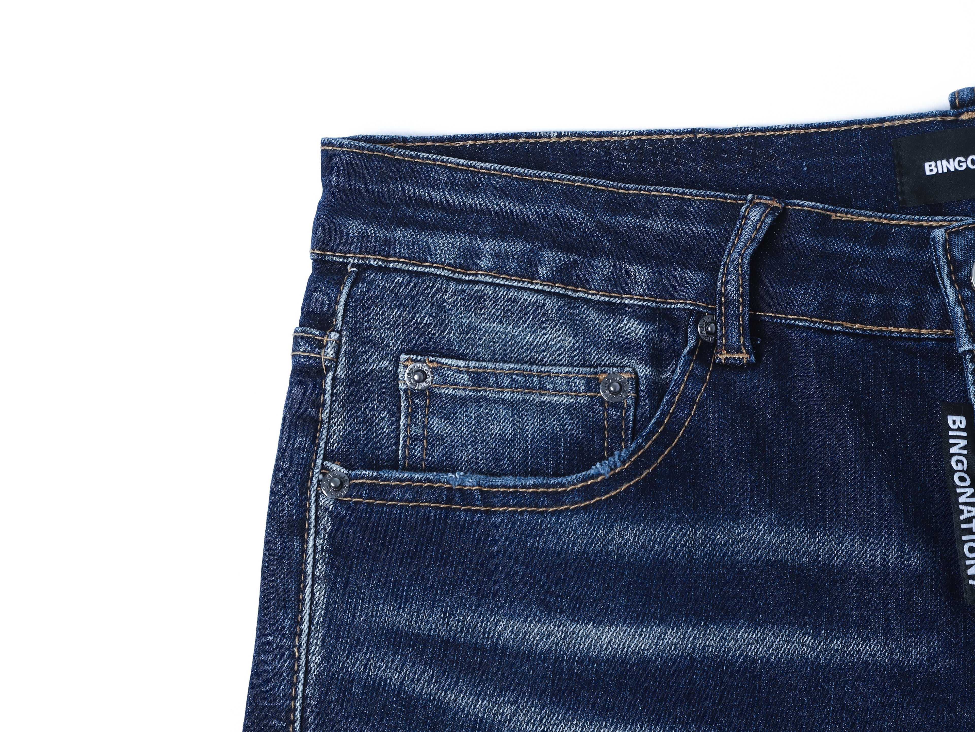 Trendy Stretch Slim Fit Blue Jeans for Men | Heavy Wash & Distressed Detailing
