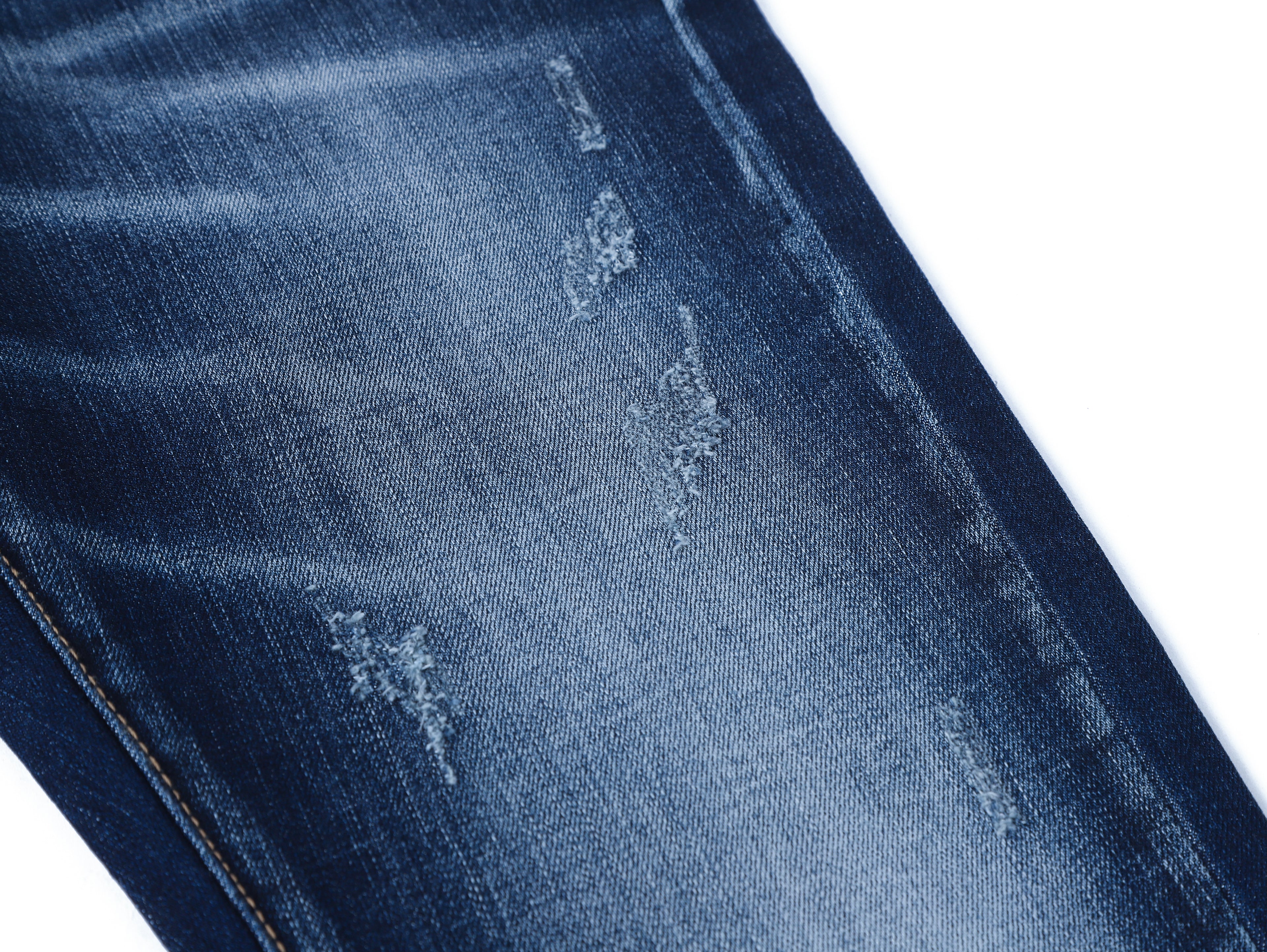 Trendy Stretch Slim Fit Blue Jeans for Men | Heavy Wash & Distressed Detailing