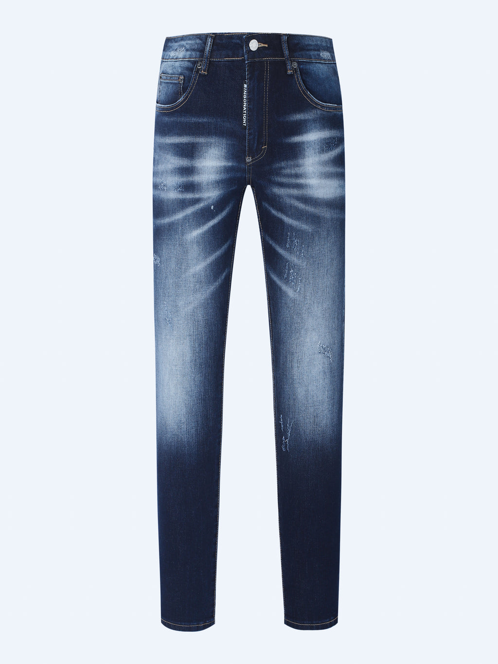 Men’s Stretch Slim Fit Blue Jeans | Heavy Wash & Distressed