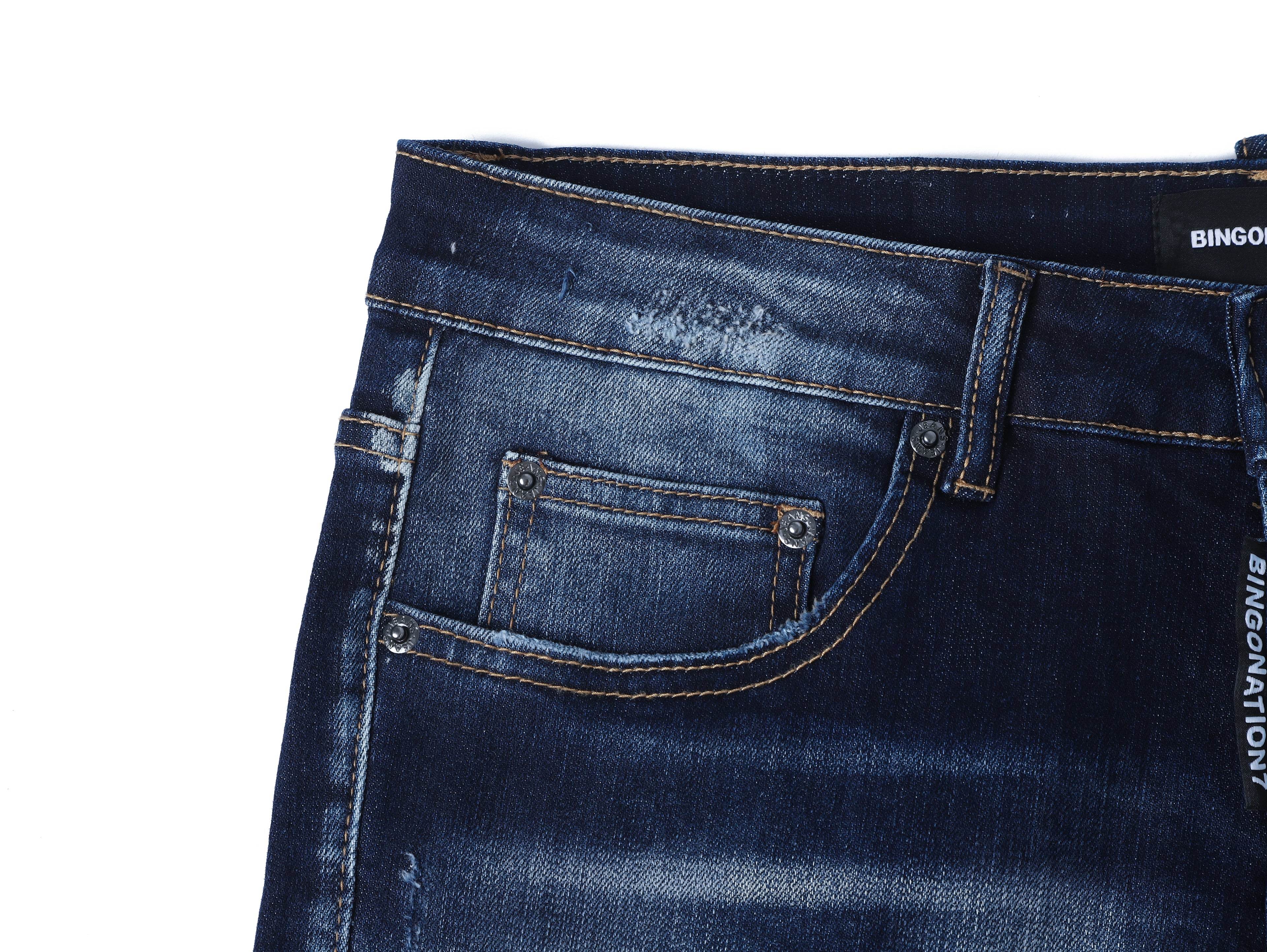 Men’s Stretch Slim Fit Blue Jeans | Heavy Wash & Distressed