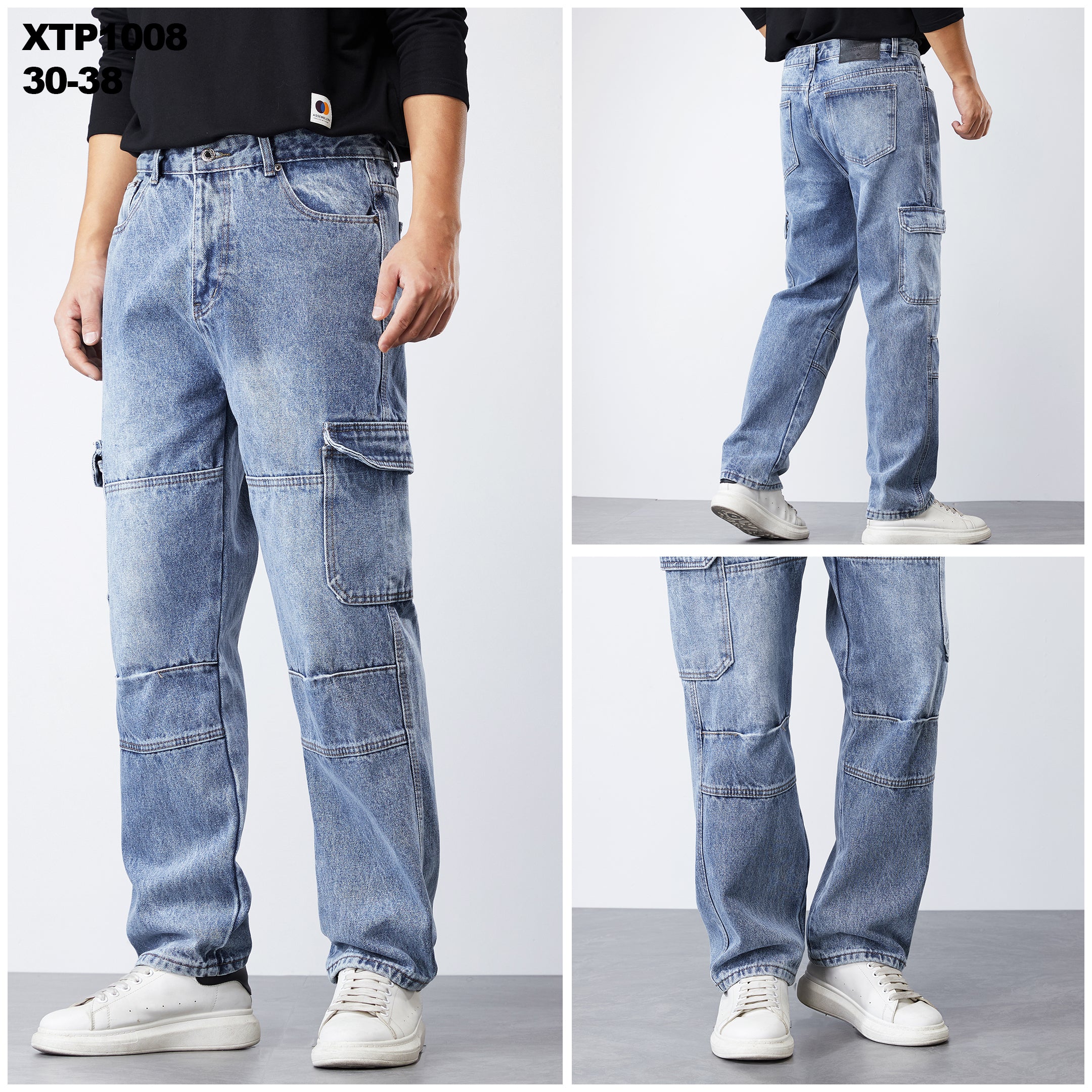 Classic Baggy Cargo Denim Pants for Urban Men