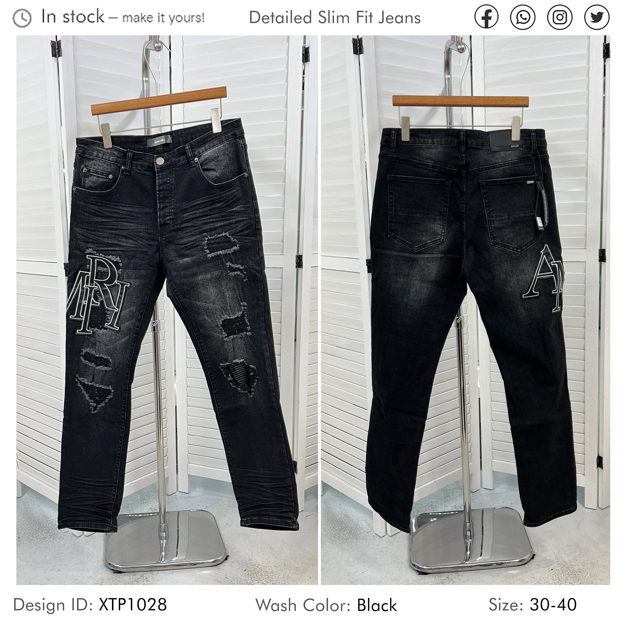 Streetwear Designers Ripped Men Jeans with Patch