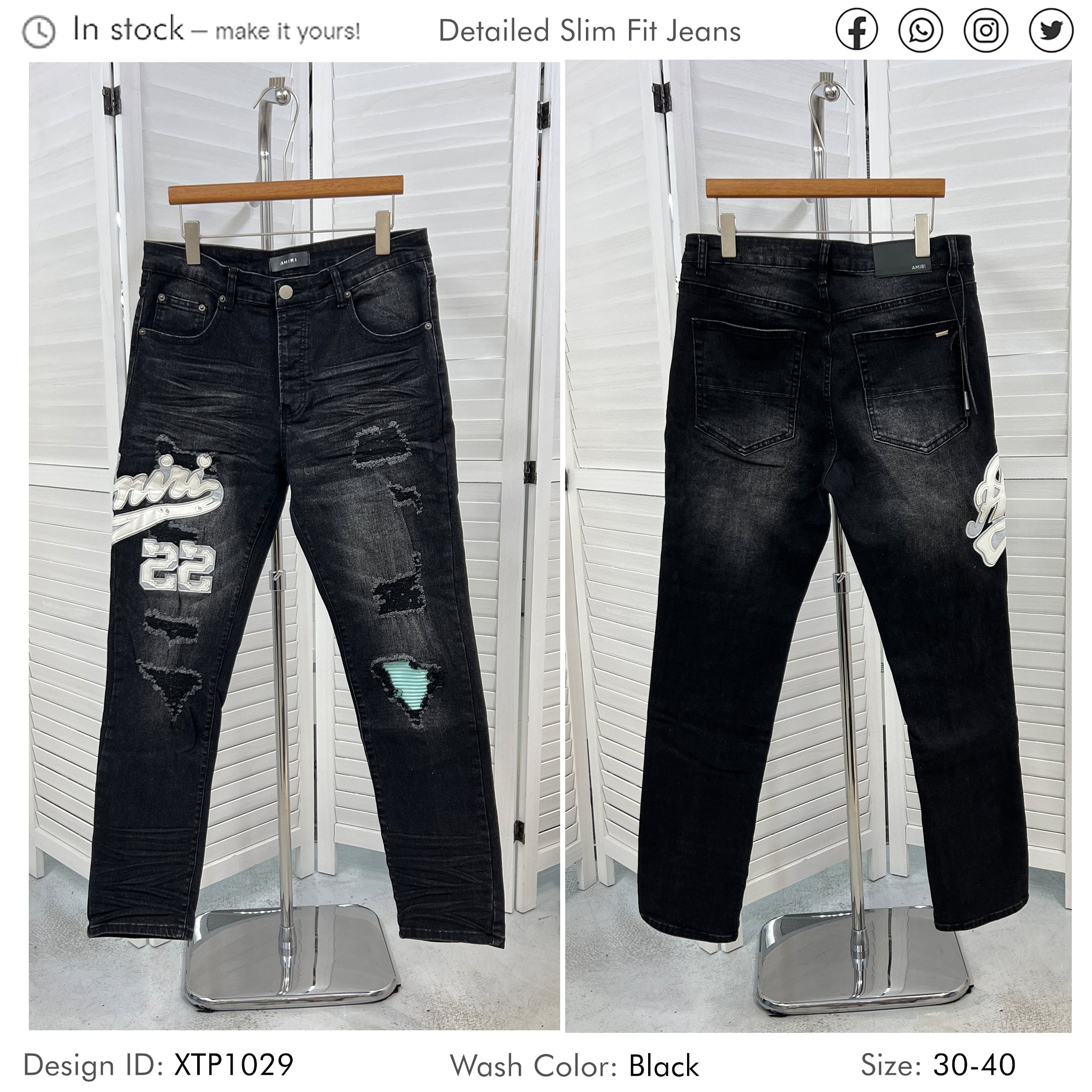 Streetwear Designers Ripped Men Jeans with Patch