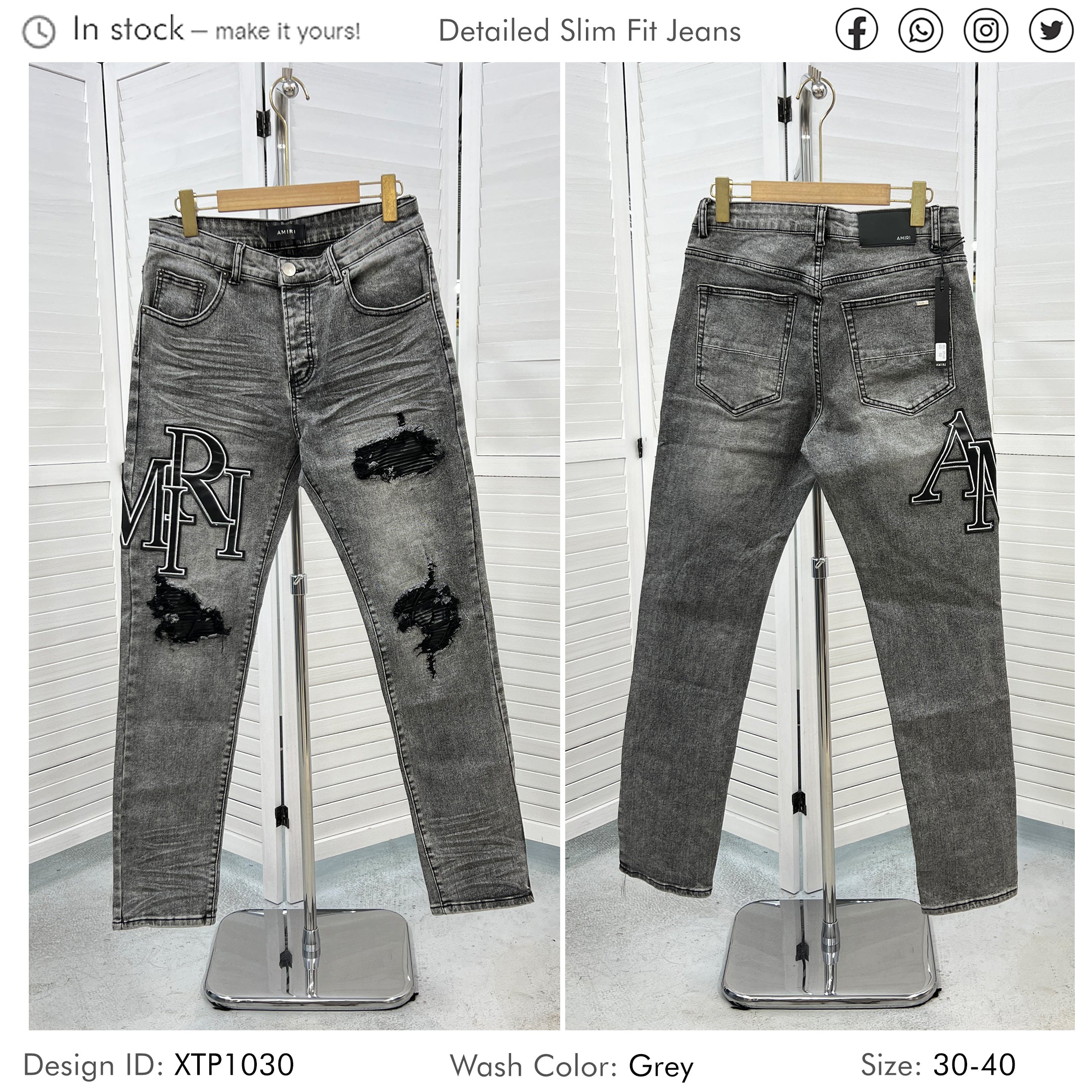 Streetwear Designers Ripped Men Jeans Heavy Washed with Patch