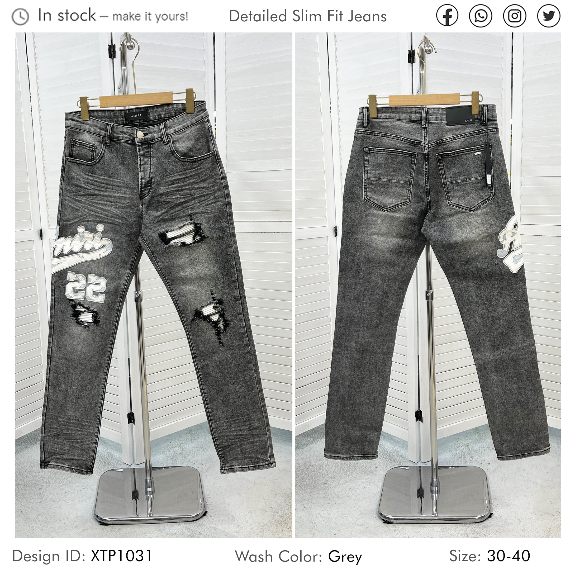 Streetwear Designers Ripped Men Jeans Heavy Washed with Patch