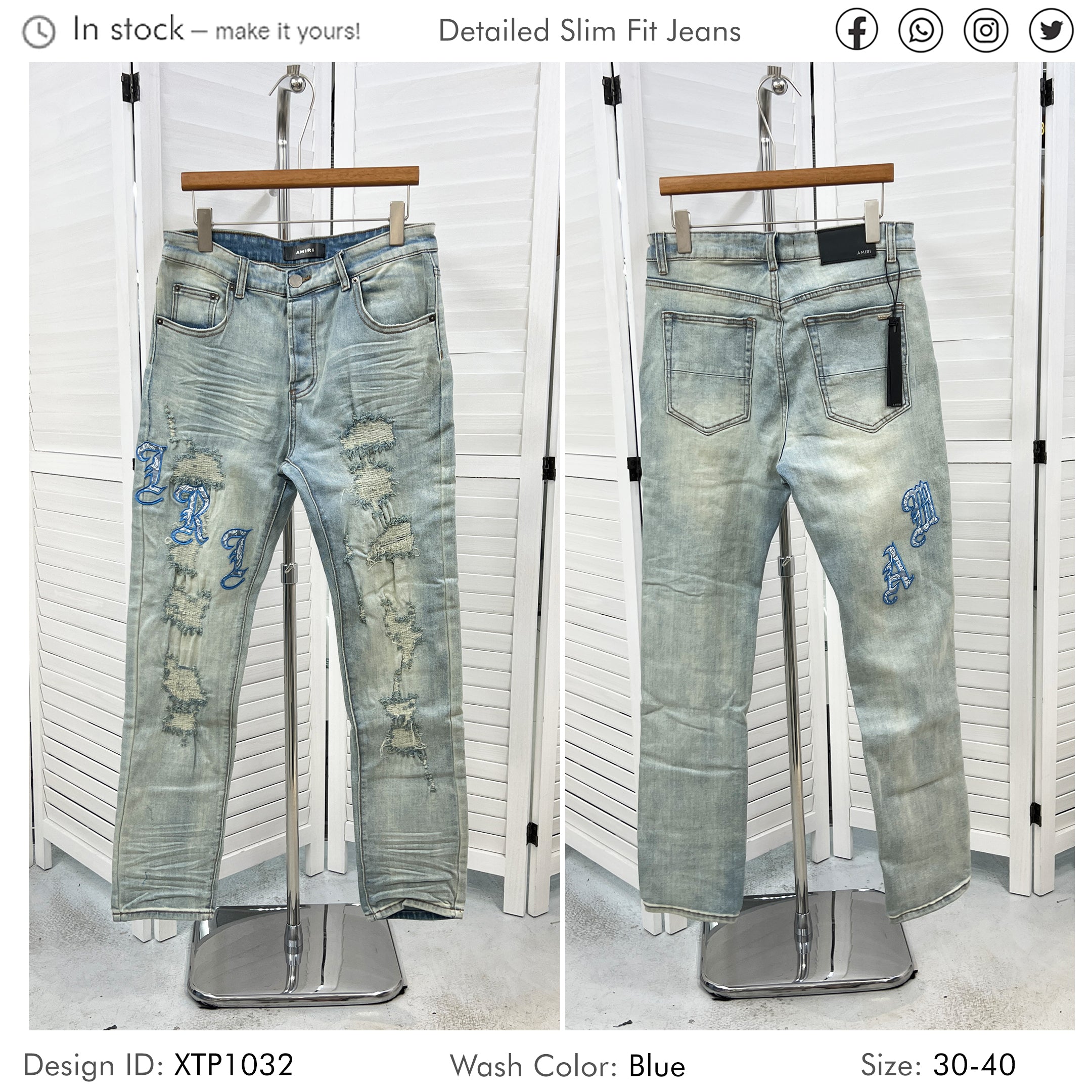 Streetwear Designers Ripped Men Jeans Light Washed